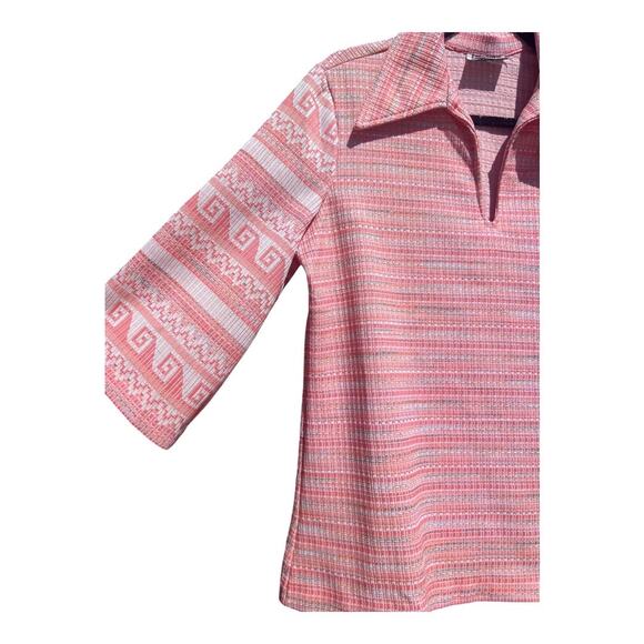 70s Johns Girl Vintage Abstract Southwest Knit Elbow Length Pullover Shirt - Picture 6 of 6